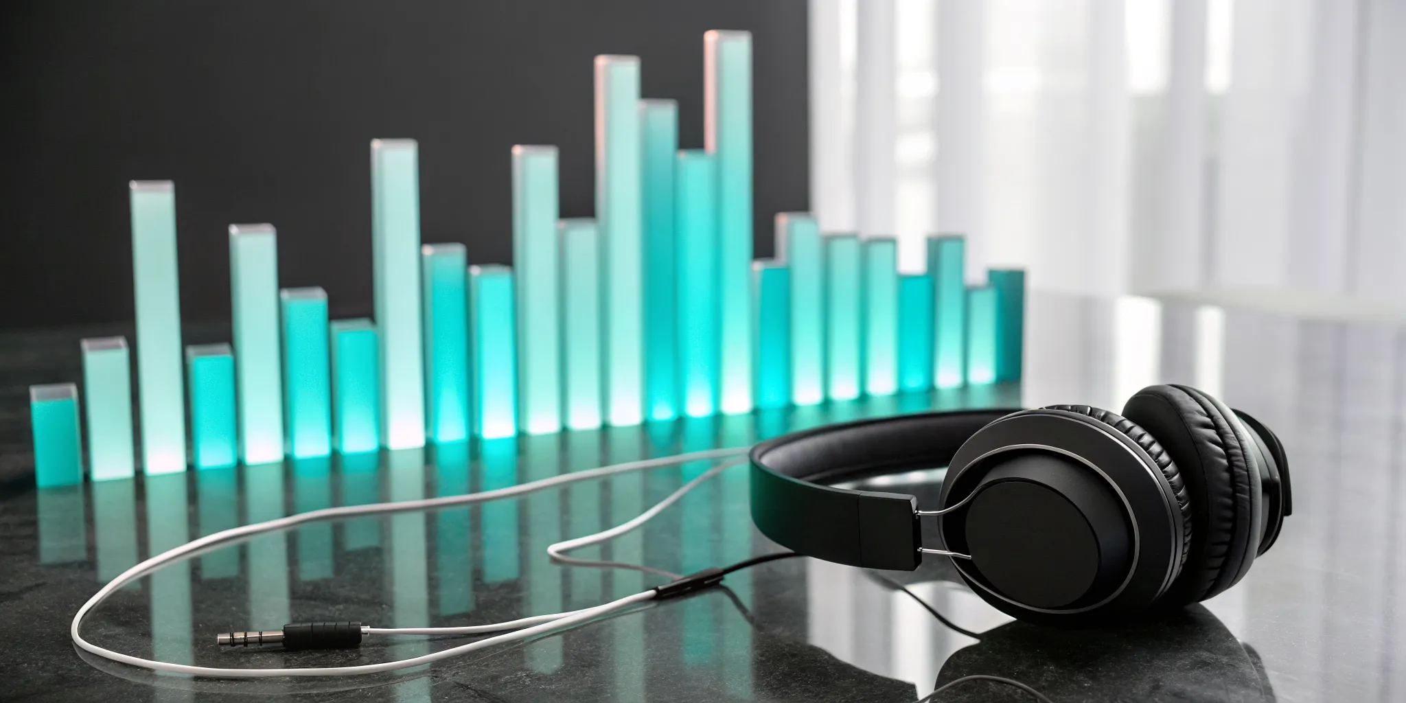 Headphones and an equalizer for listening to the best music only online radio stations.