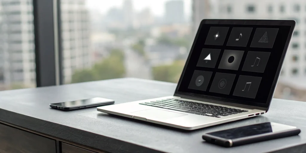 A laptop and smartphone streaming free AM radio online.