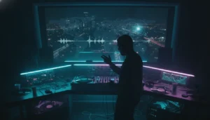 How Kristen Phillips Built a Holistic Healing Hub, Soul Wellness, in a Pandemic 4 Electronic music radio studio with glowing equalizer lights