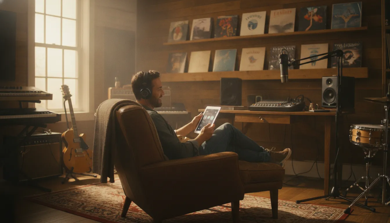 Independent musician and fan discovering the best music podcasts