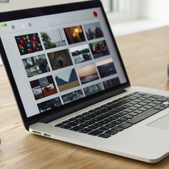 Finding safe music for YouTube videos on a laptop with headphones.