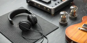 Matteson Gregory on Using Music to Heal and Inspire | Local Music Somewhere 4 A guitar and headphones ready to find the best classic rock radio stations.