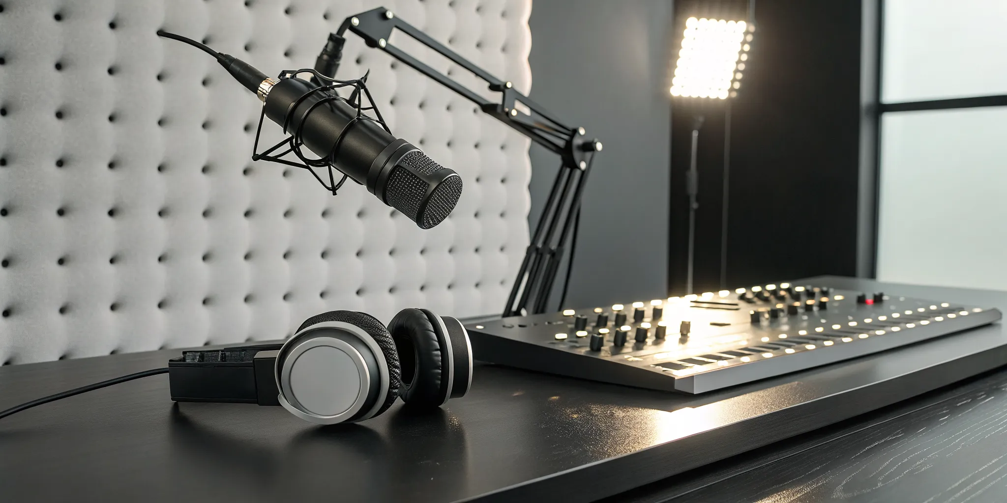 Studio equipment at a top hip hop radio station in the USA.